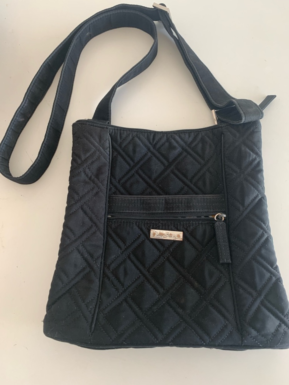 Vera Bradley Classic Black Quilted Hipster Crossbody Black & White Geo lining
